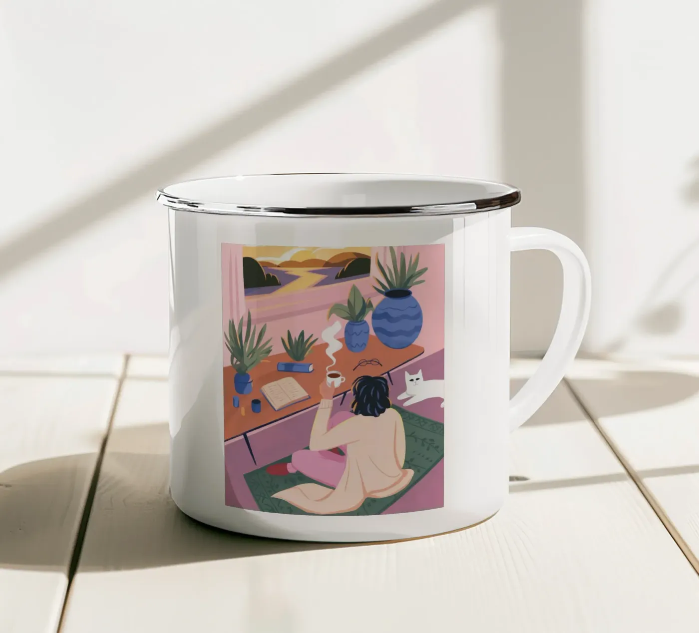 Creative Solitude enamel mug by Atelier Tiga