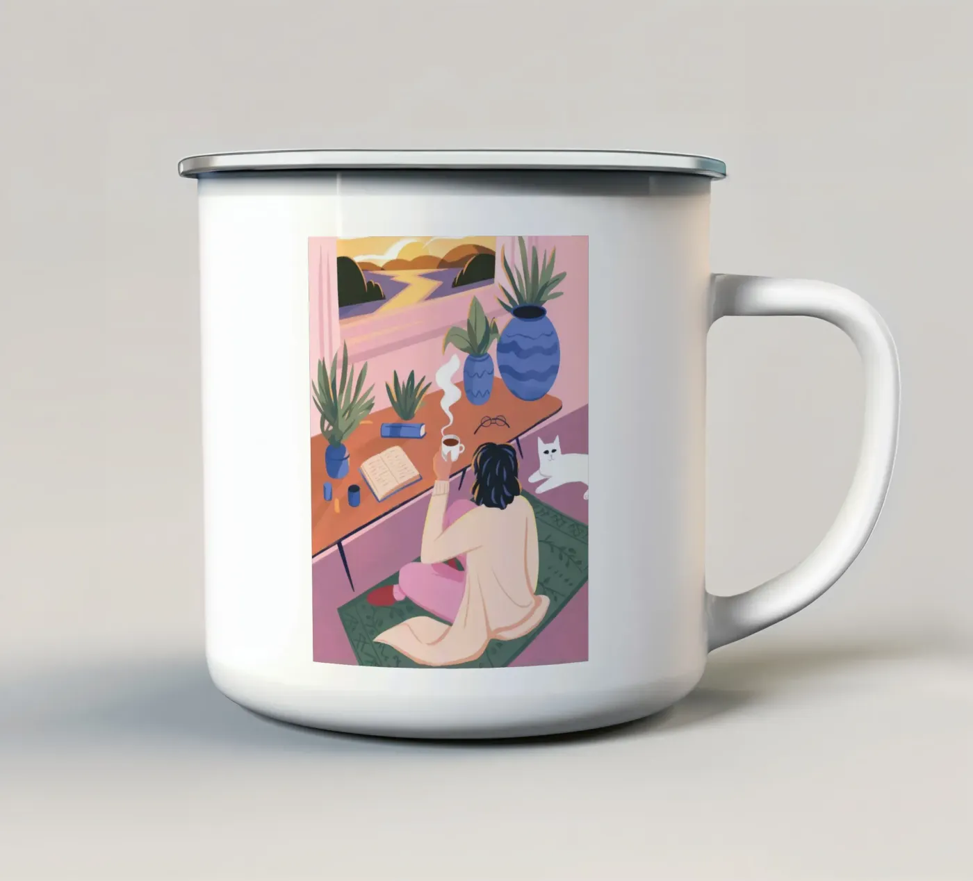 Creative Solitude enamel mug by Atelier Tiga