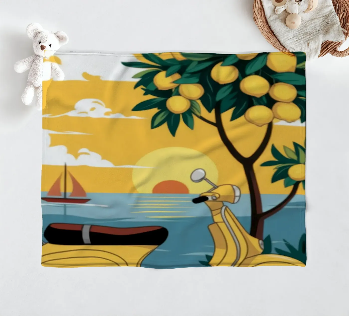 Mittelmeer-Flucht Fleecedecke von Atelier Tiga