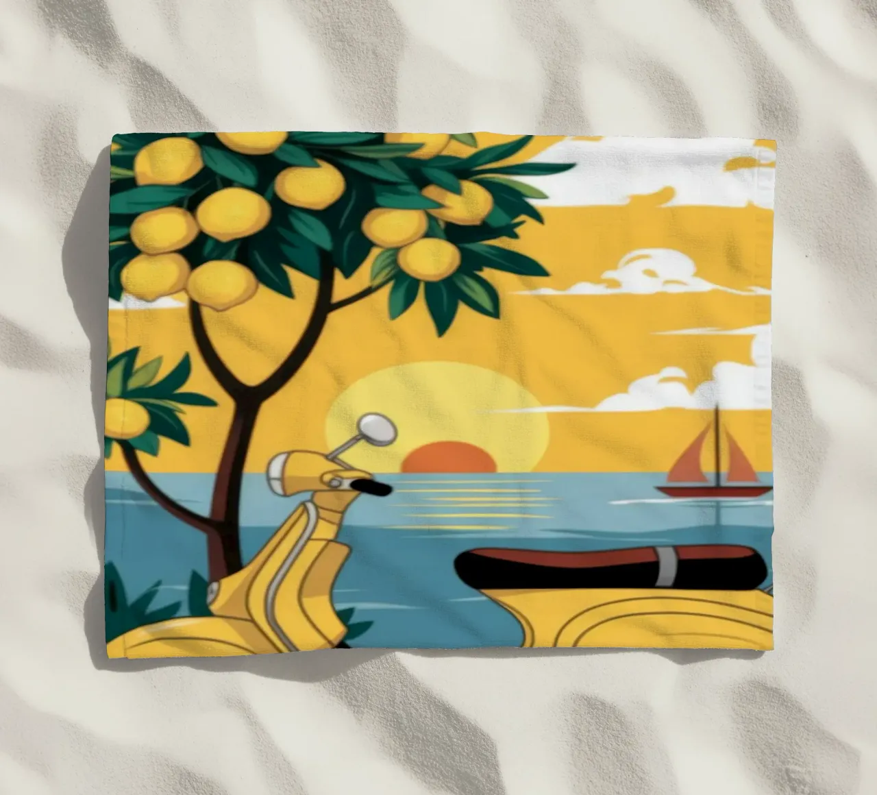 Fuga nel Mediterraneo telo mare da Atelier Tiga