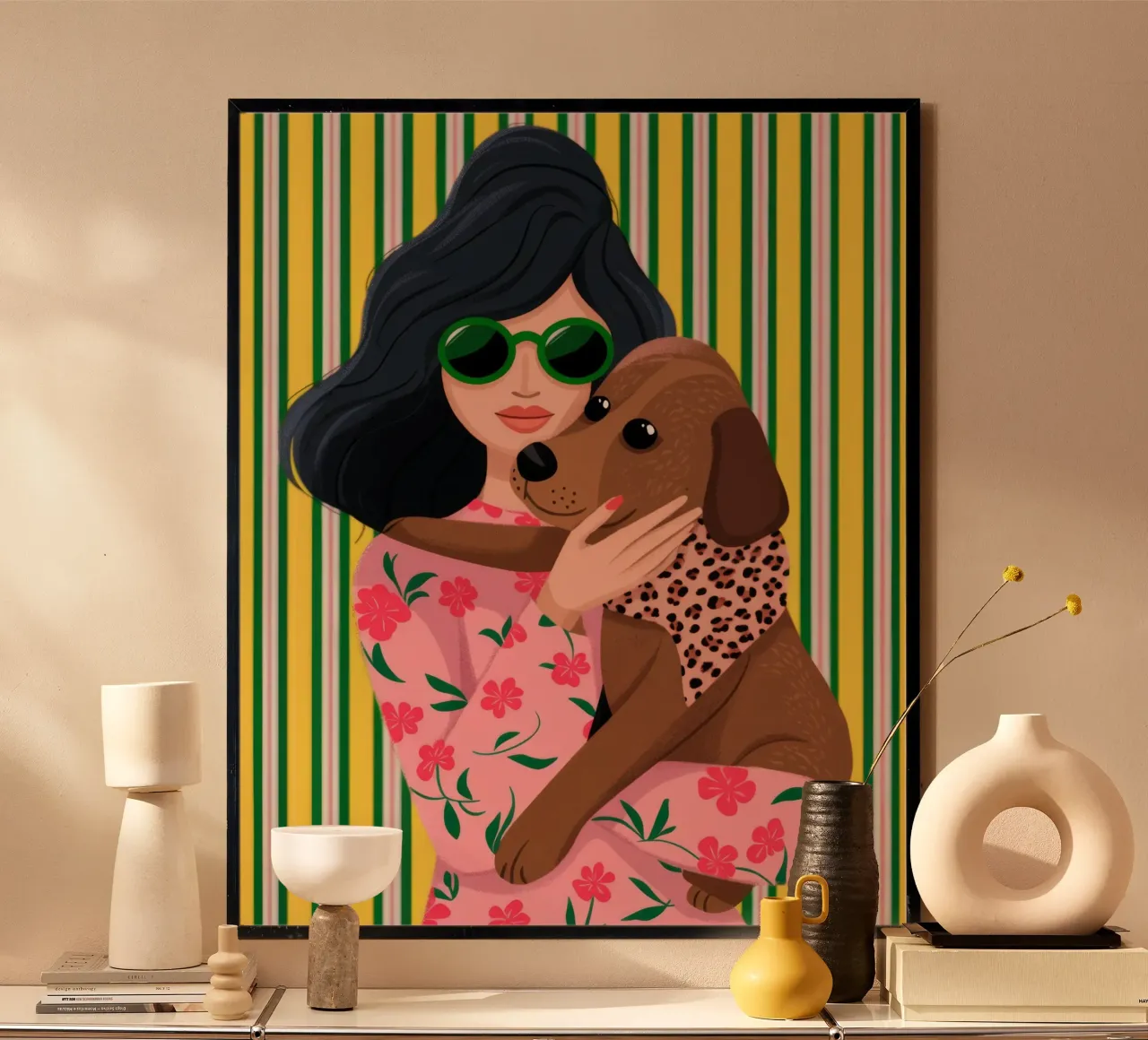 Accogliente abbraccio canino poster da Atelier Tiga