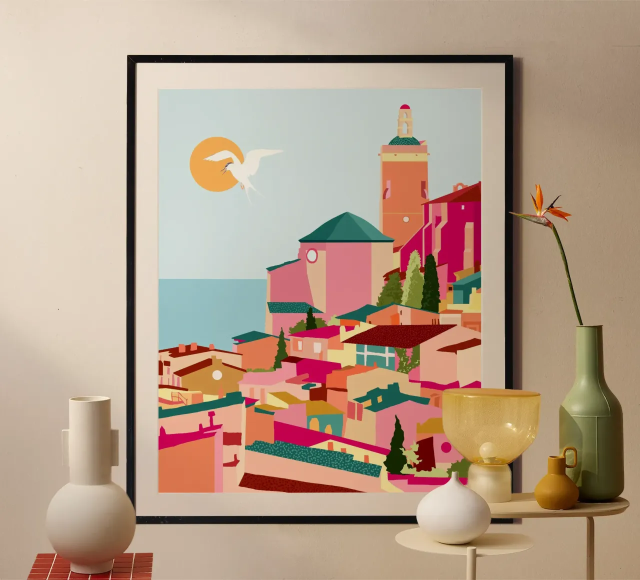 Crimson Rouge Architettura Grecia Viaggi Edifici rosa poster da 83oranges