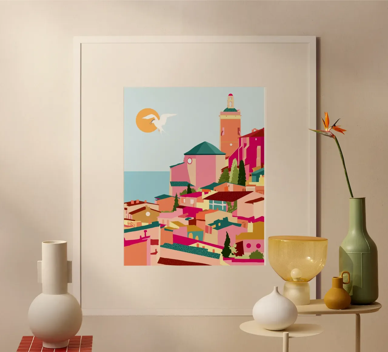 Crimson Rouge Architettura Grecia Viaggi Edifici rosa poster da 83oranges