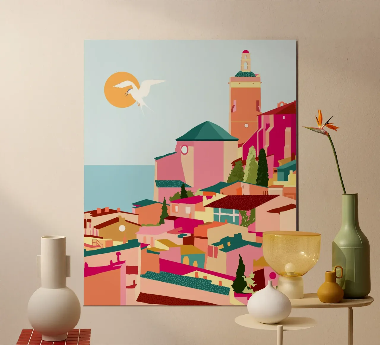 Crimson Rouge Architettura Grecia Viaggi Edifici rosa poster da 83oranges