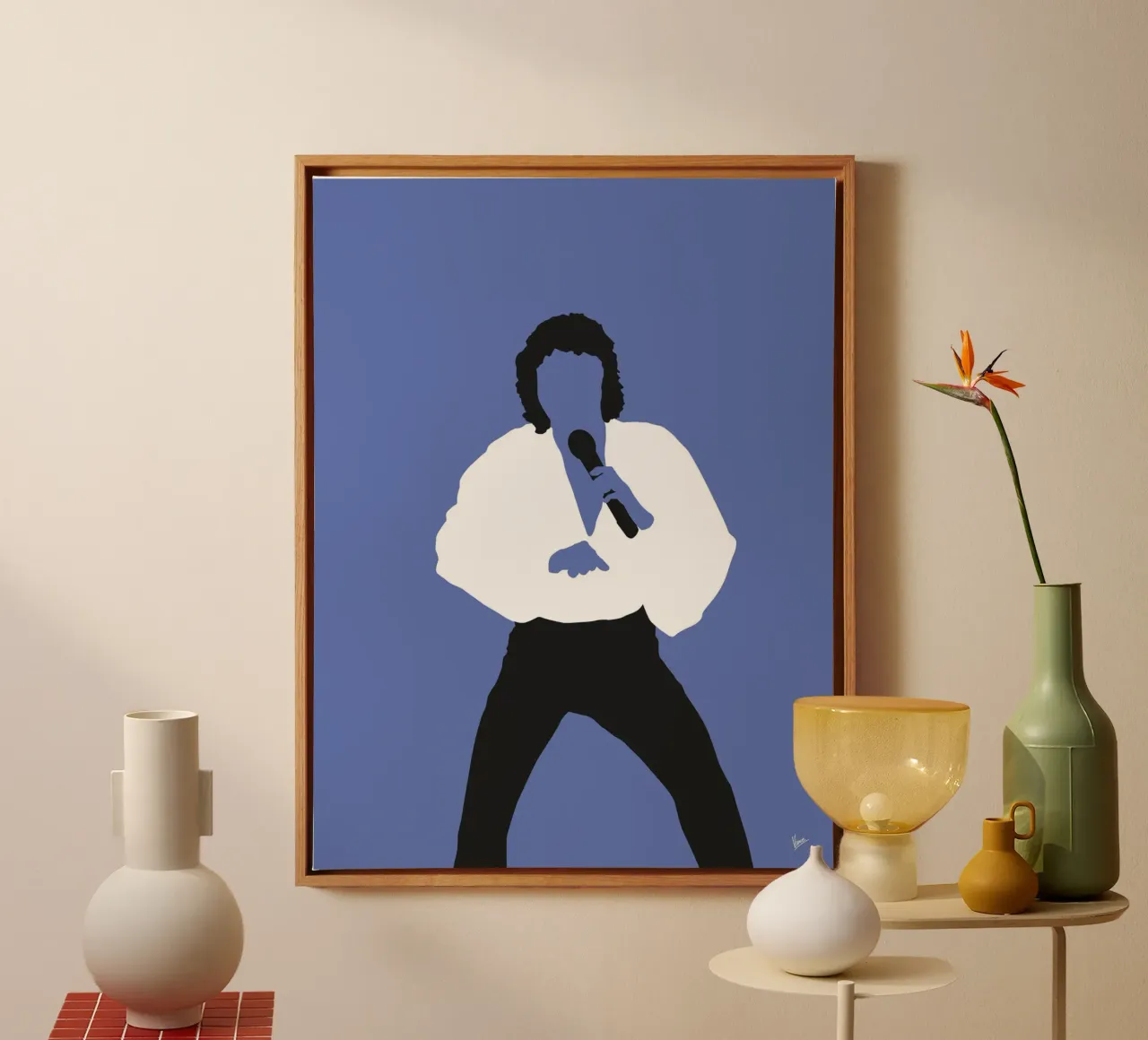 No198 BARRY MANILOW tela con Cornice a cassetta da Iconic Rockstars