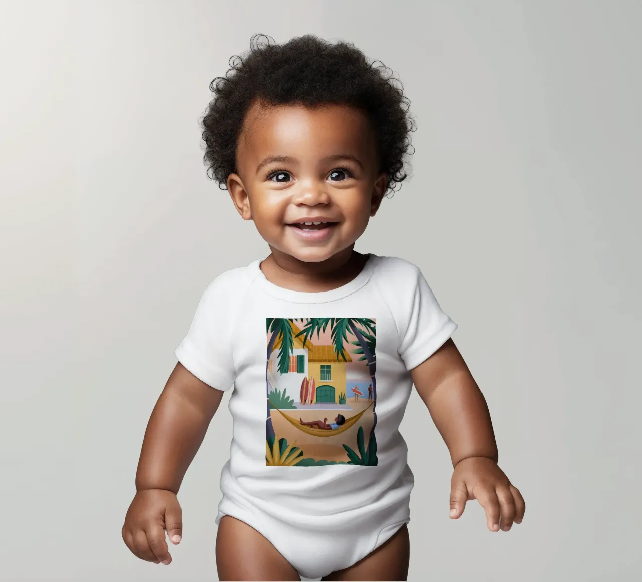 Hammock Bliss short-sleeve baby romper by Atelier Tiga