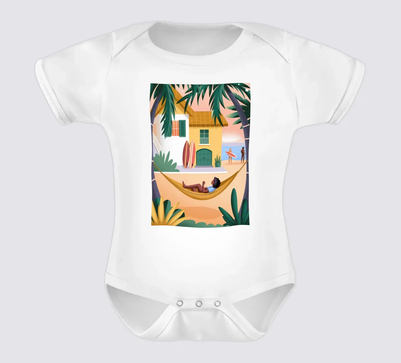 Hammock Bliss short-sleeve baby romper by Atelier Tiga