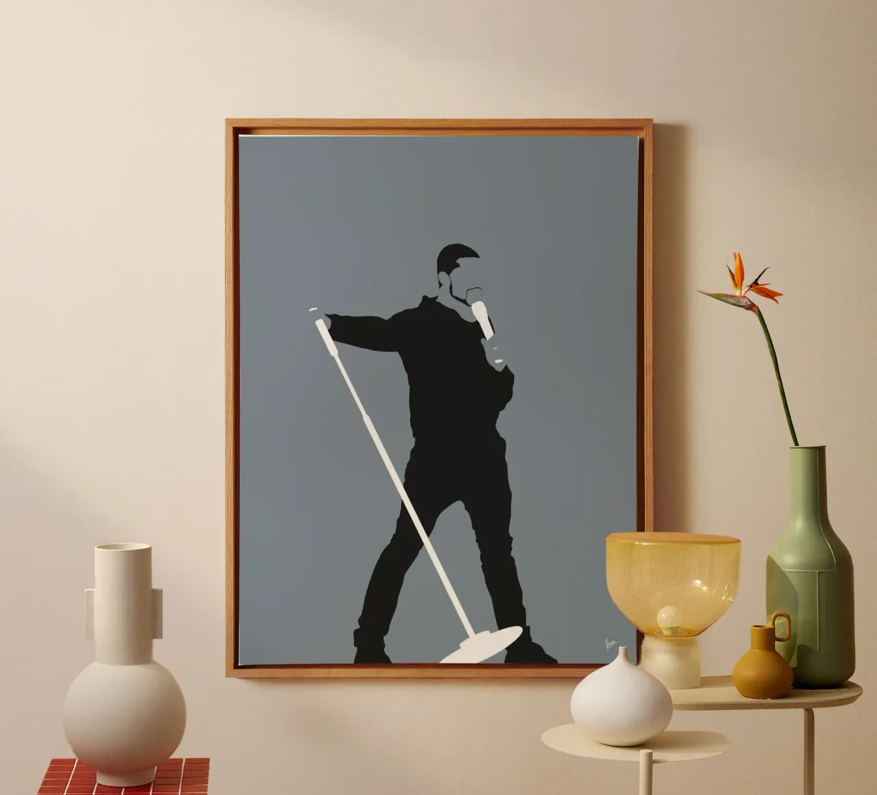 No207 Usher canvas met Baklijst van Iconic Rockstars