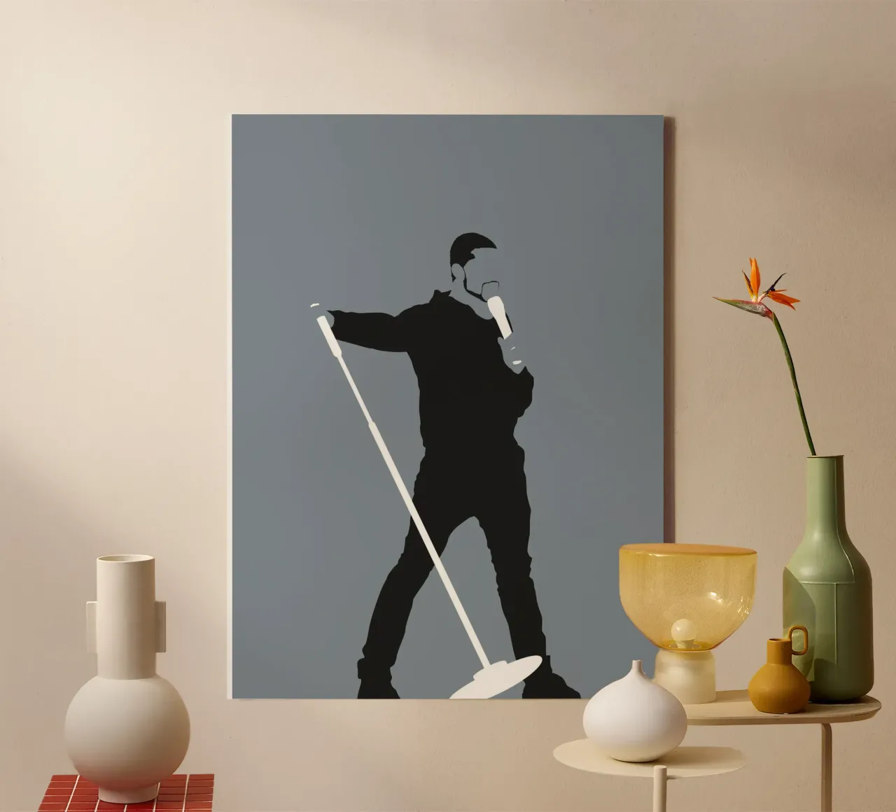 No207 Usher canvas met Baklijst van Iconic Rockstars