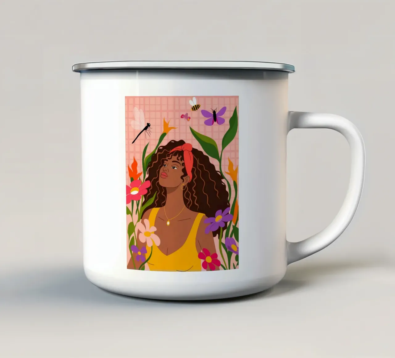 Sogno floreale ad occhi aperti tazza in smalto da Atelier Tiga