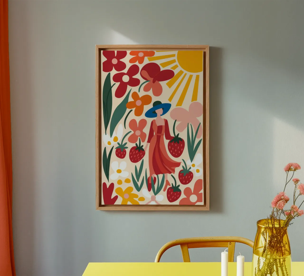 Delizia di sole alla fragola tela con Cornice a cassetta da Atelier Tiga