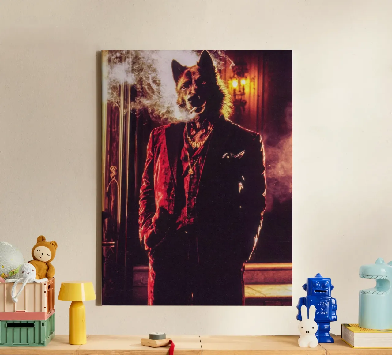 Enzo tela con Cornice a cassetta da Affiches Chien Originales – Dogland
