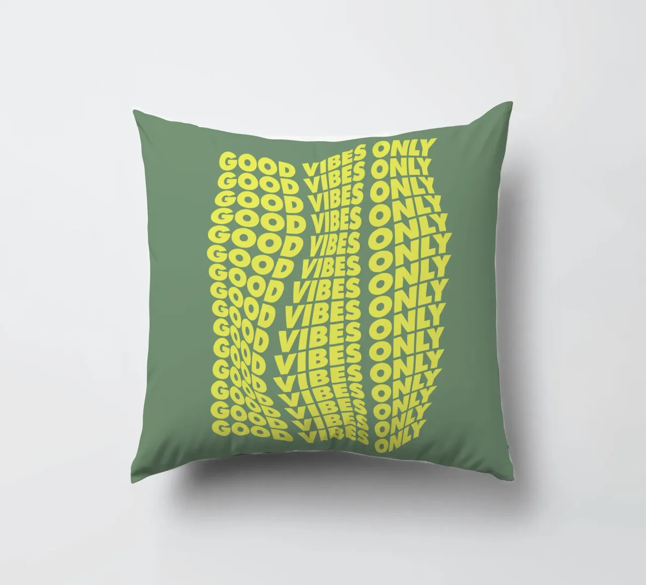 Good Vibes Only Cheerful Modern Warped Typografie Design cuscino da THE MOTIVATED TYPE