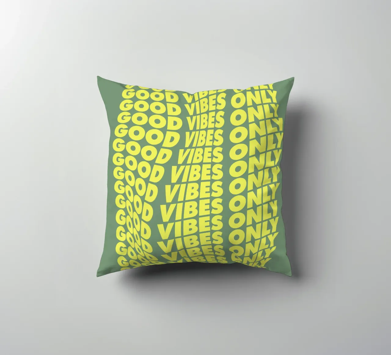 Good Vibes Only Cheerful Modern Warped Typografie Design cuscino da THE MOTIVATED TYPE