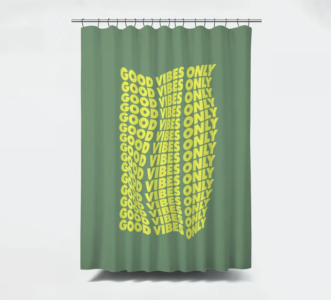 Good Vibes Only Cheerful Modern Warped Typografie Design tenda da doccia da THE MOTIVATED TYPE