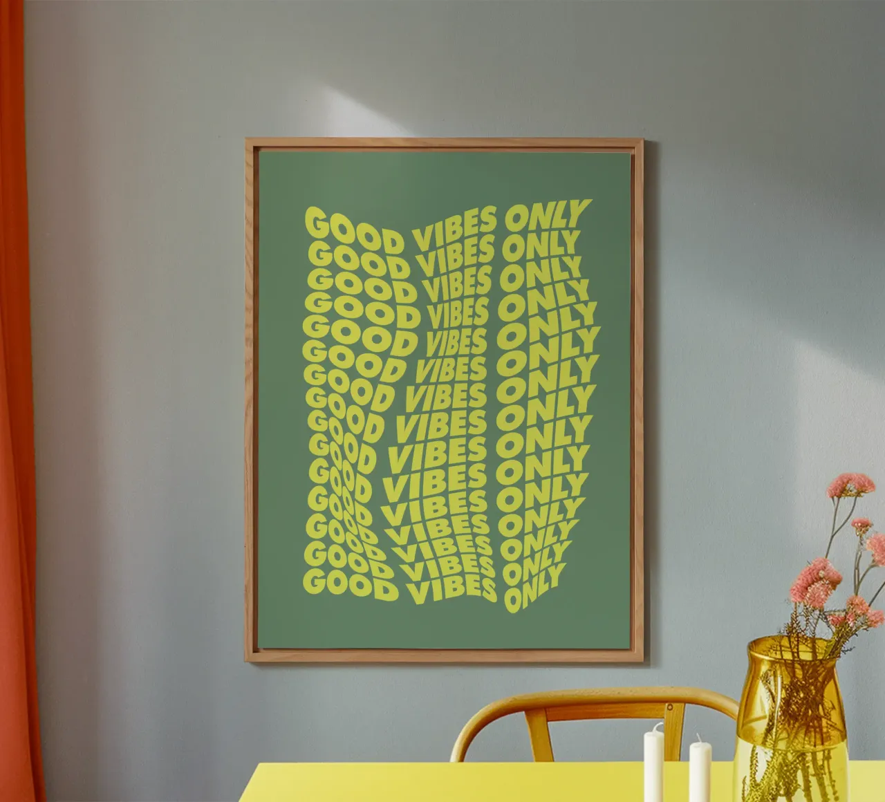 Good Vibes Only Cheerful Modern Warped Typografie Design alluminio dibond da THE MOTIVATED TYPE