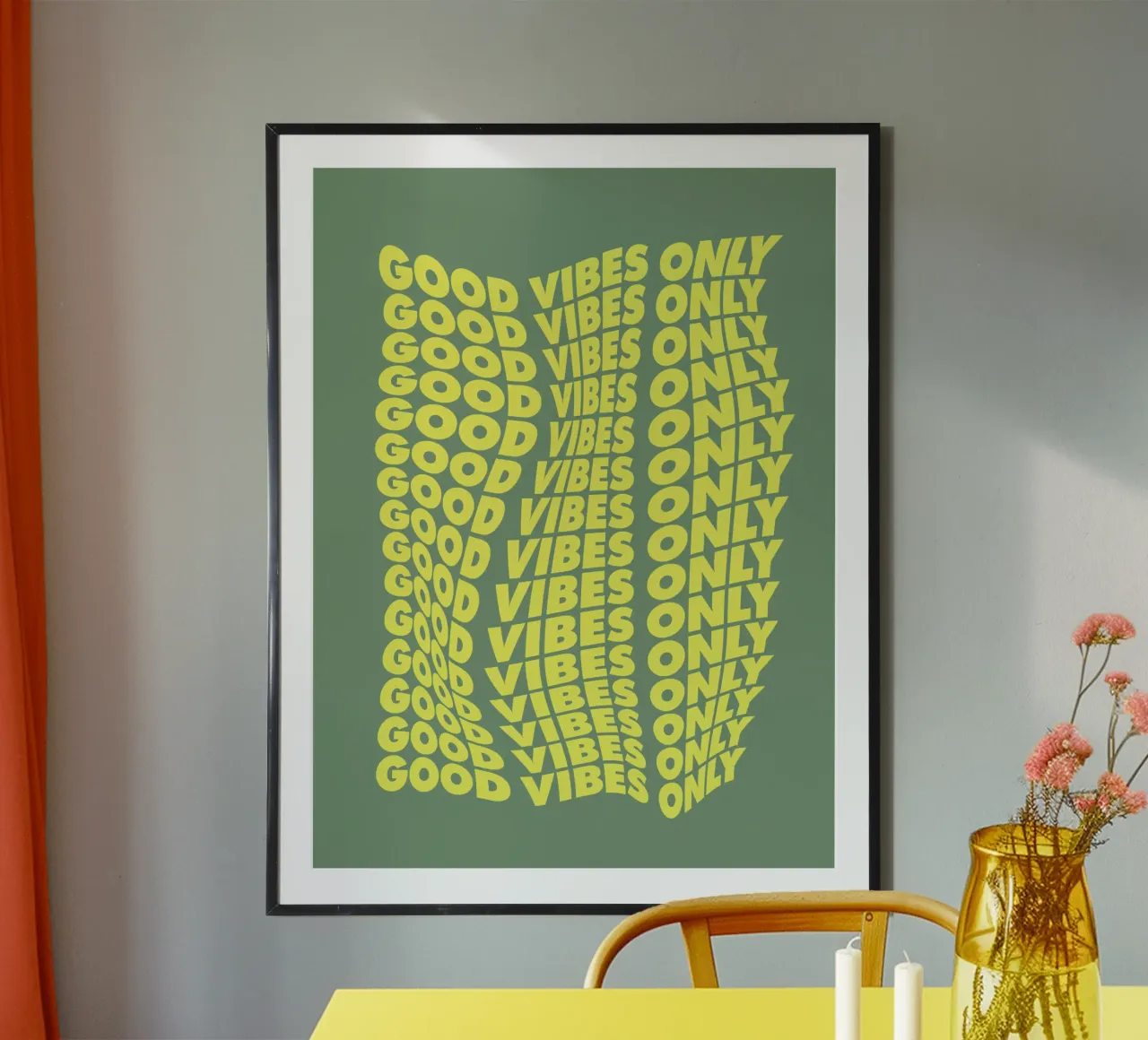 Good Vibes Only Cheerful Modern Warped Typografie Design carta hahnemühle da THE MOTIVATED TYPE