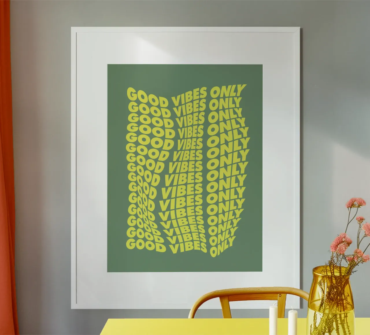 Good Vibes Only Cheerful Modern Warped Typografie Design carta hahnemühle da THE MOTIVATED TYPE