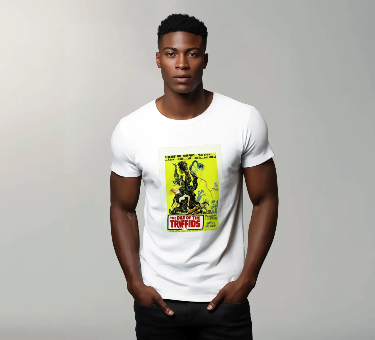 ‘The Day of the Triffids’ Retro Movie Poster t-shirt da Gallery Print and Art Limited