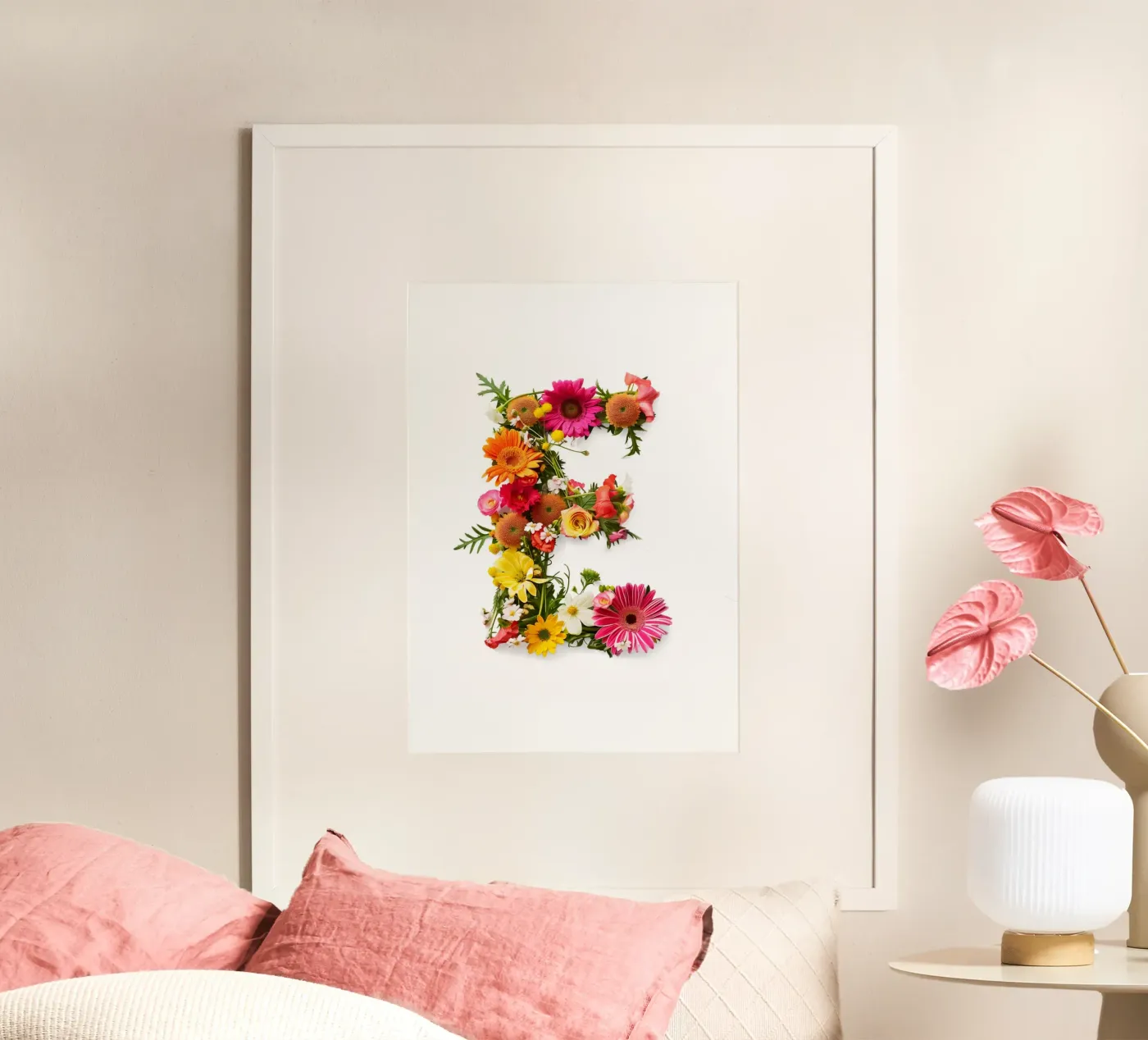 Flower letter E poster by My Tiny Home