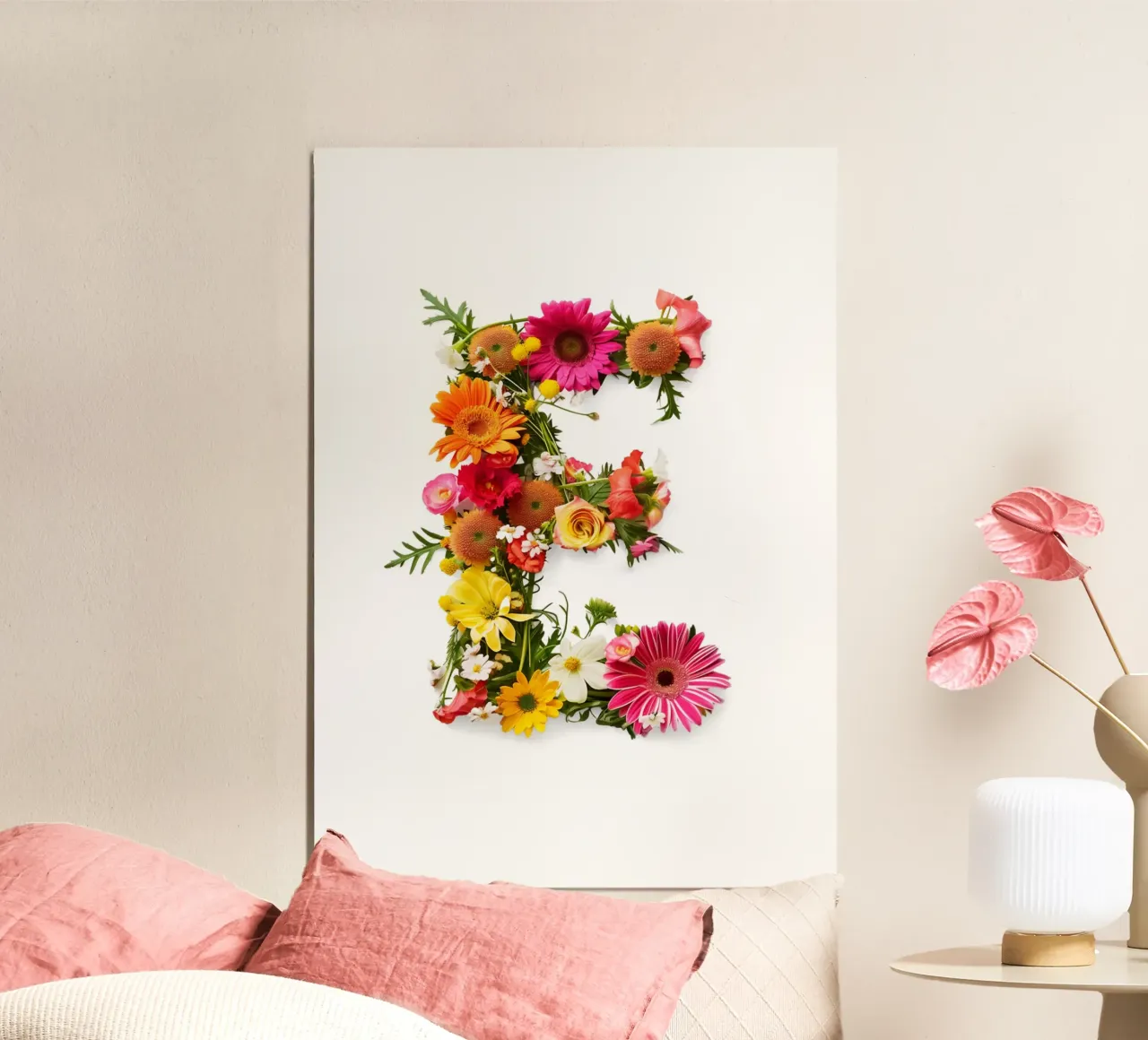 Flower letter E poster by My Tiny Home
