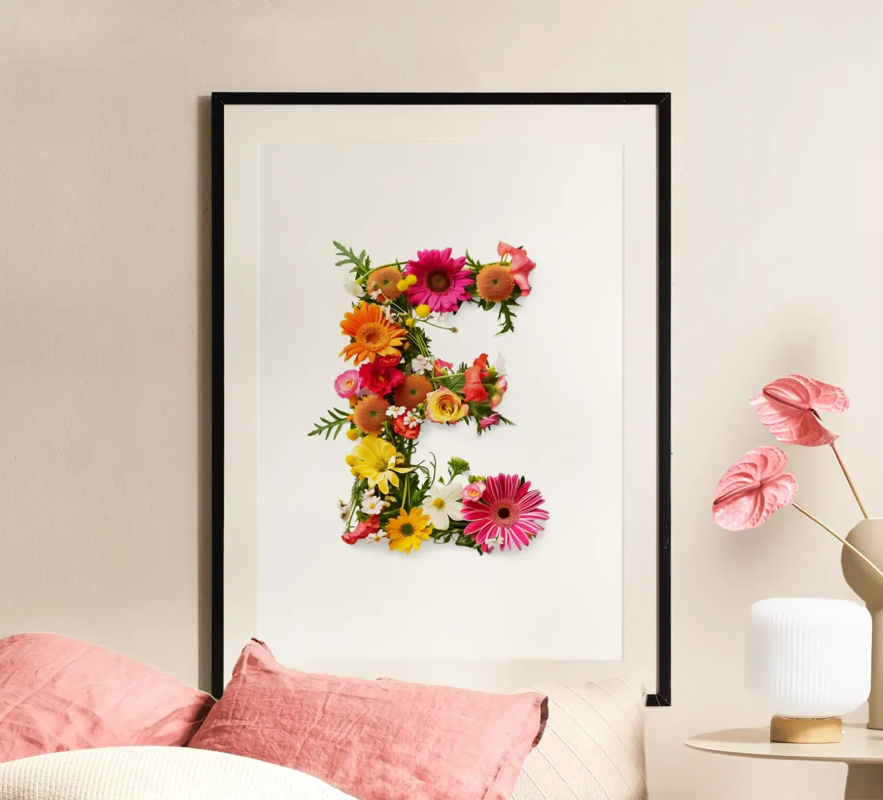 Flower letter E poster by My Tiny Home