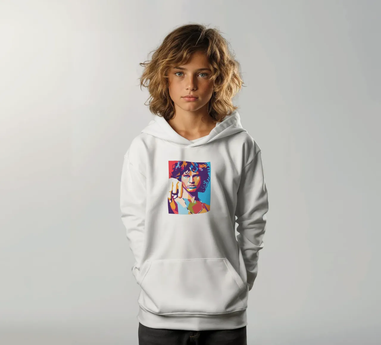 Stile artistico di Jim Morrison WPAP felpa bambino con cappuccio da Hantamrata