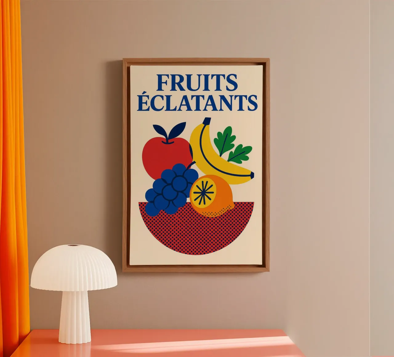Fruits Éclatants - The taste of sunshine in a version canvas with Floater frame by Pop and Fruits - Affiches & posters