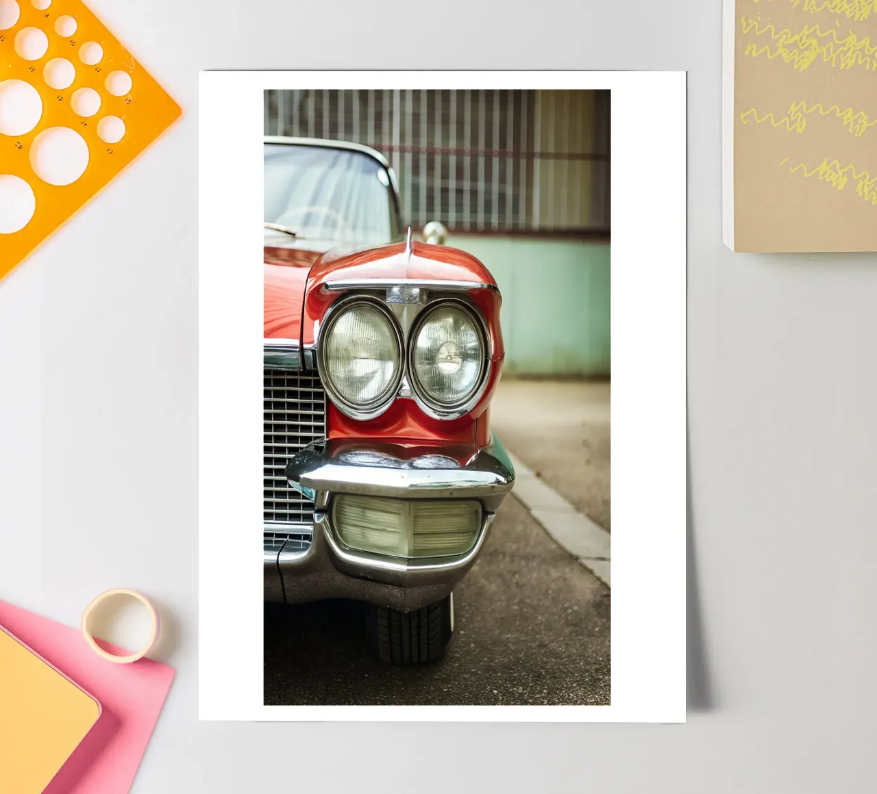 Rote Oldtimer-Front Stickerbogen von CAR EDITION