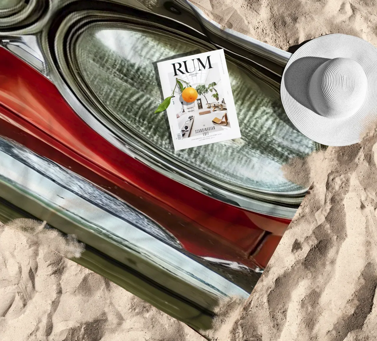 Rote Oldtimer-Front Strandtuch von CAR EDITION