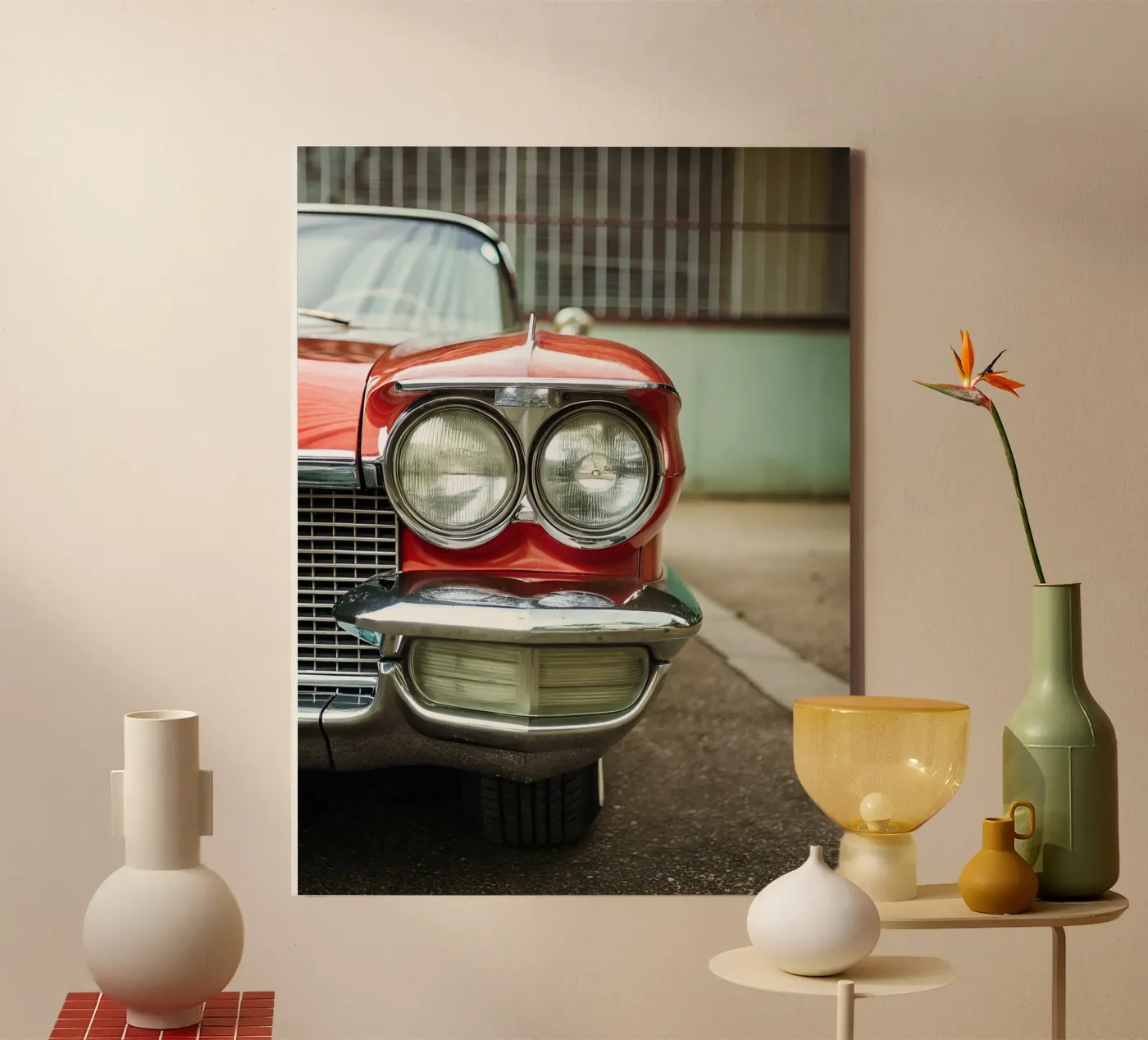 Rote Oldtimer-Front Leinwand von CAR EDITION