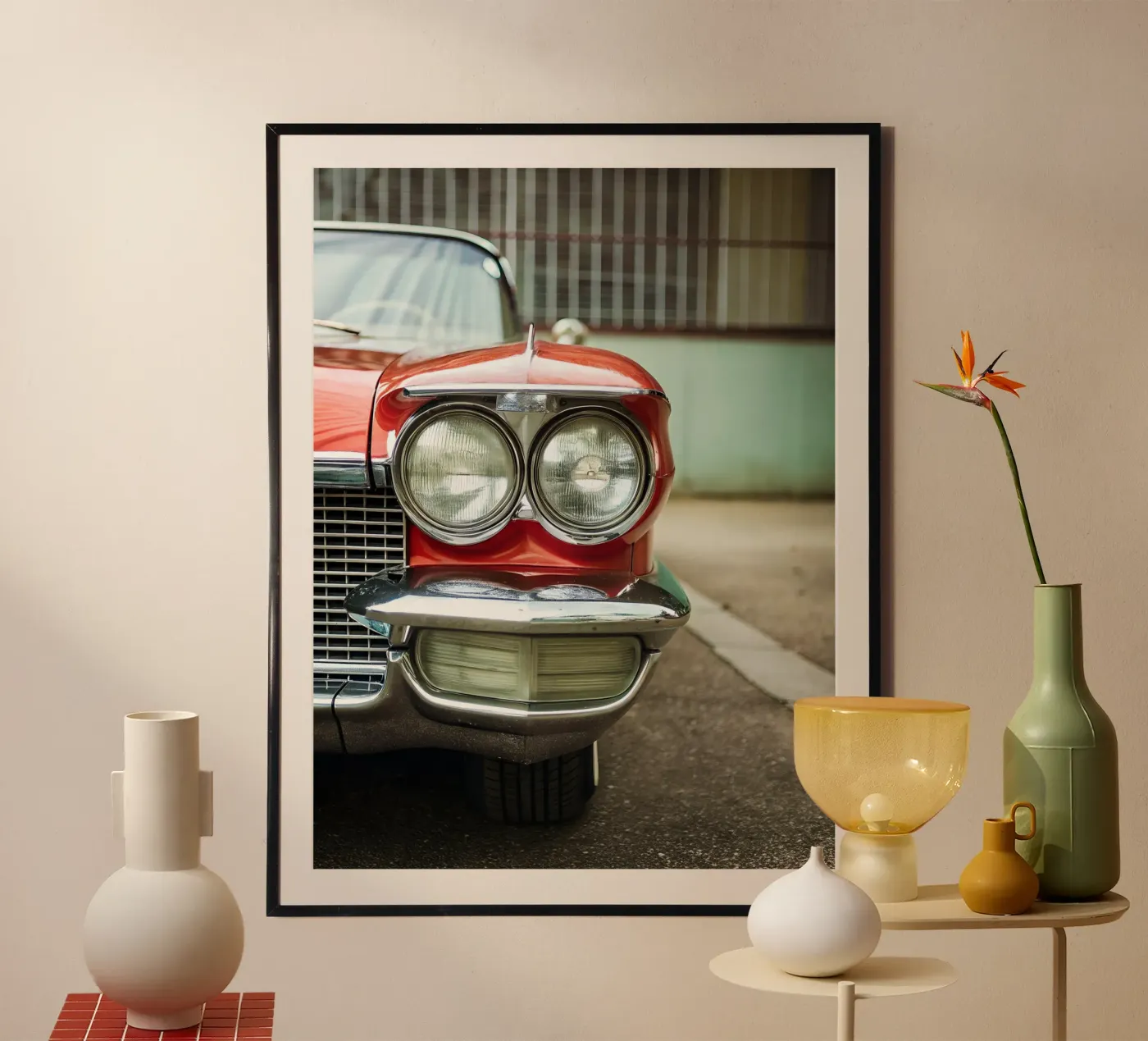 Red Classic Car Front Poster von CAR EDITION