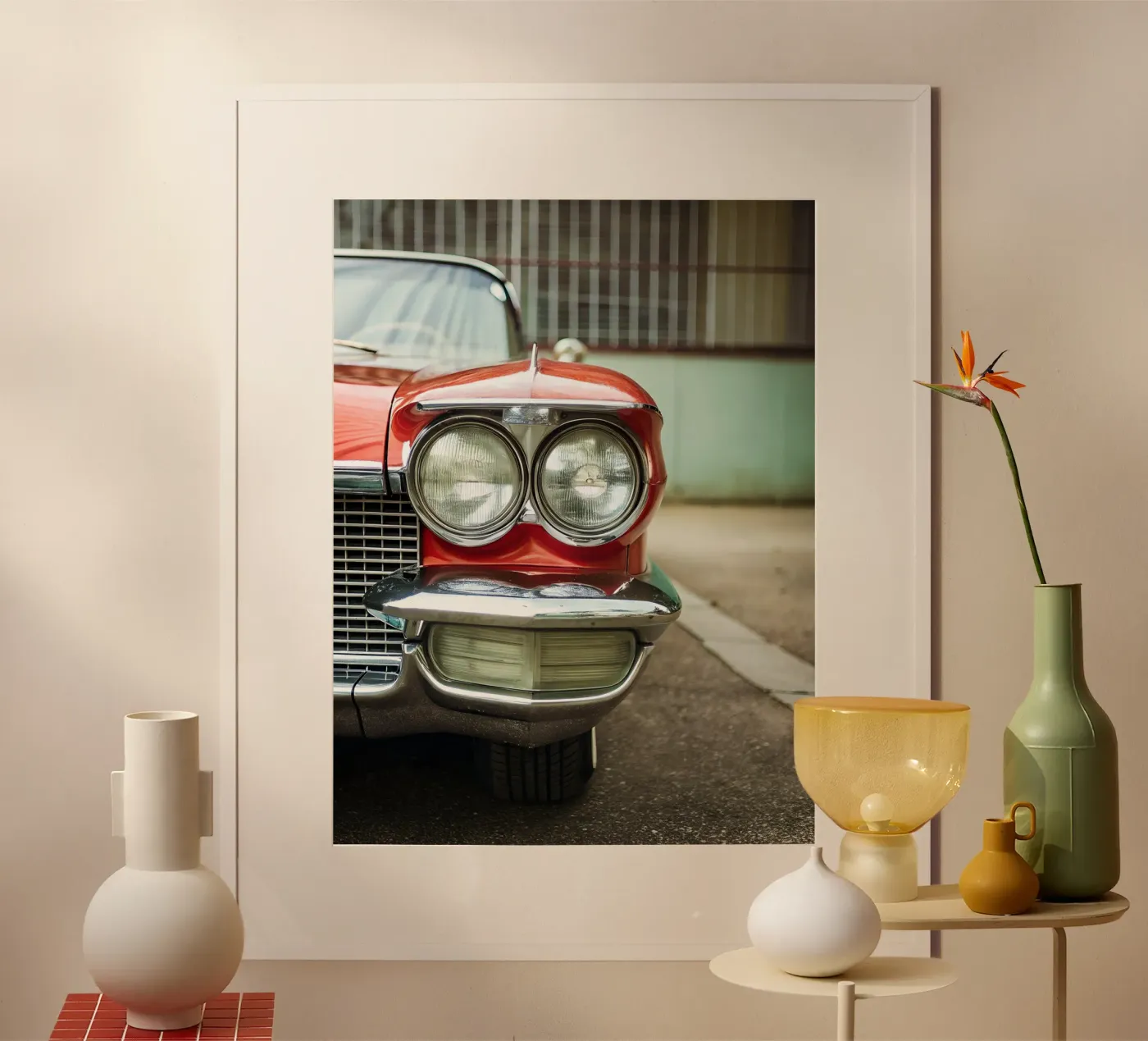 Red Classic Car Front Poster von CAR EDITION