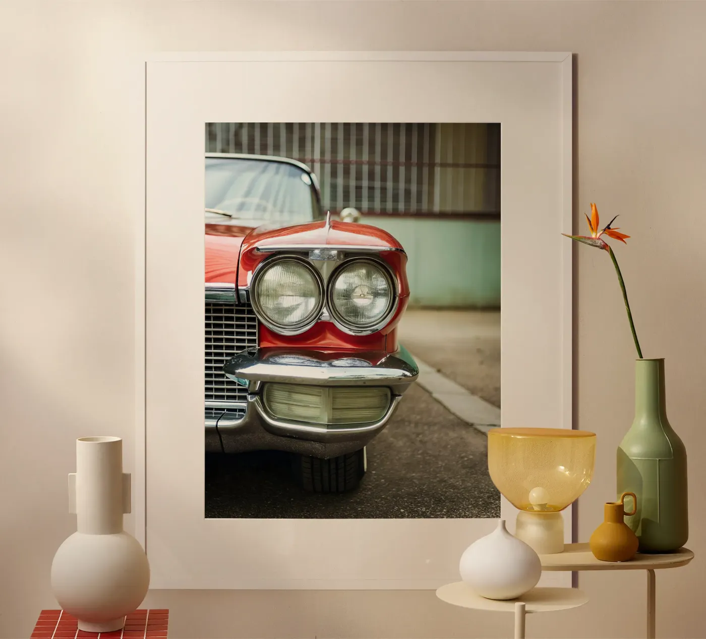Rote Oldtimer-Front Poster von CAR EDITION