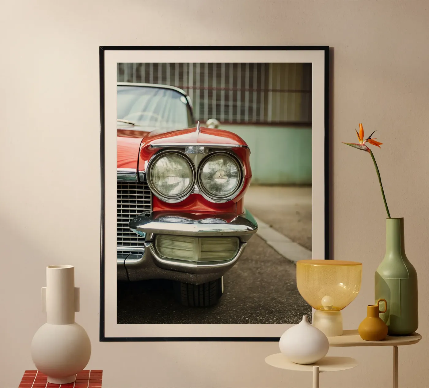 Rote Oldtimer-Front Poster von CAR EDITION