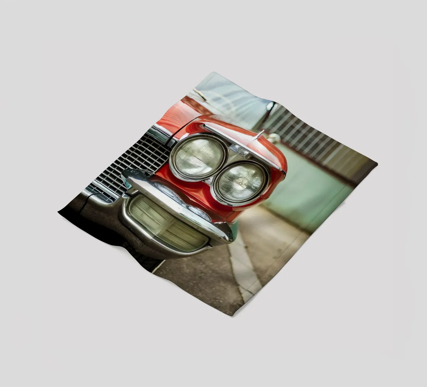 Rote Oldtimer-Front Fleecedecke von CAR EDITION