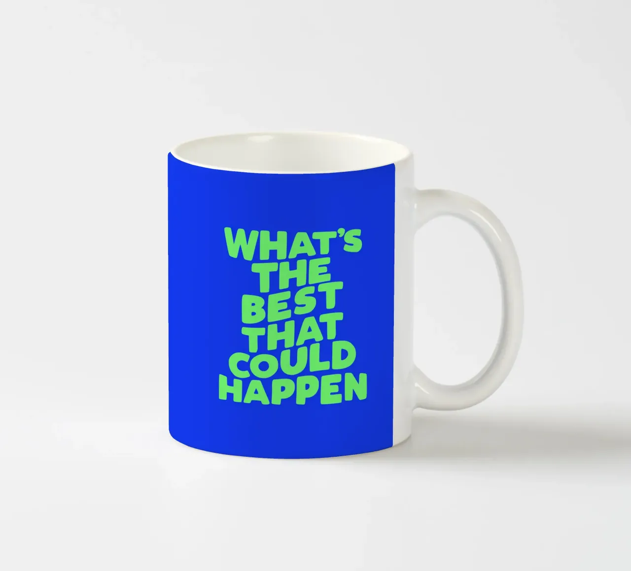 Qual è il meglio che potrebbe accadere Optimistic Typografie Art tazza in ceramica da THE MOTIVATED TYPE