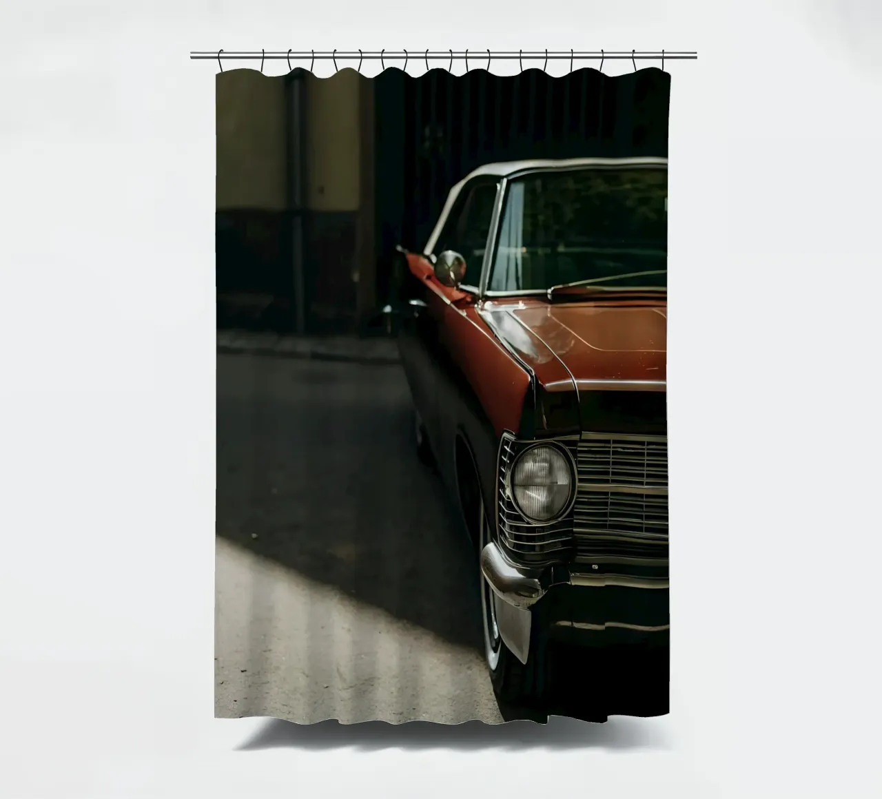 Rote Oldtimer-Front Duschvorhang von CAR EDITION