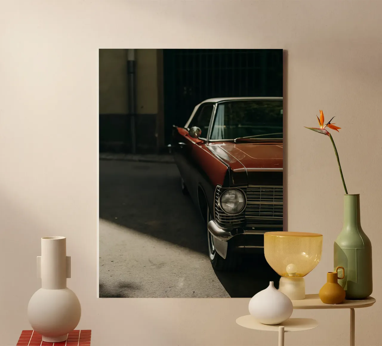 Frontale rosso per auto d'epoca tela con Cornice a cassetta da CAR EDITION