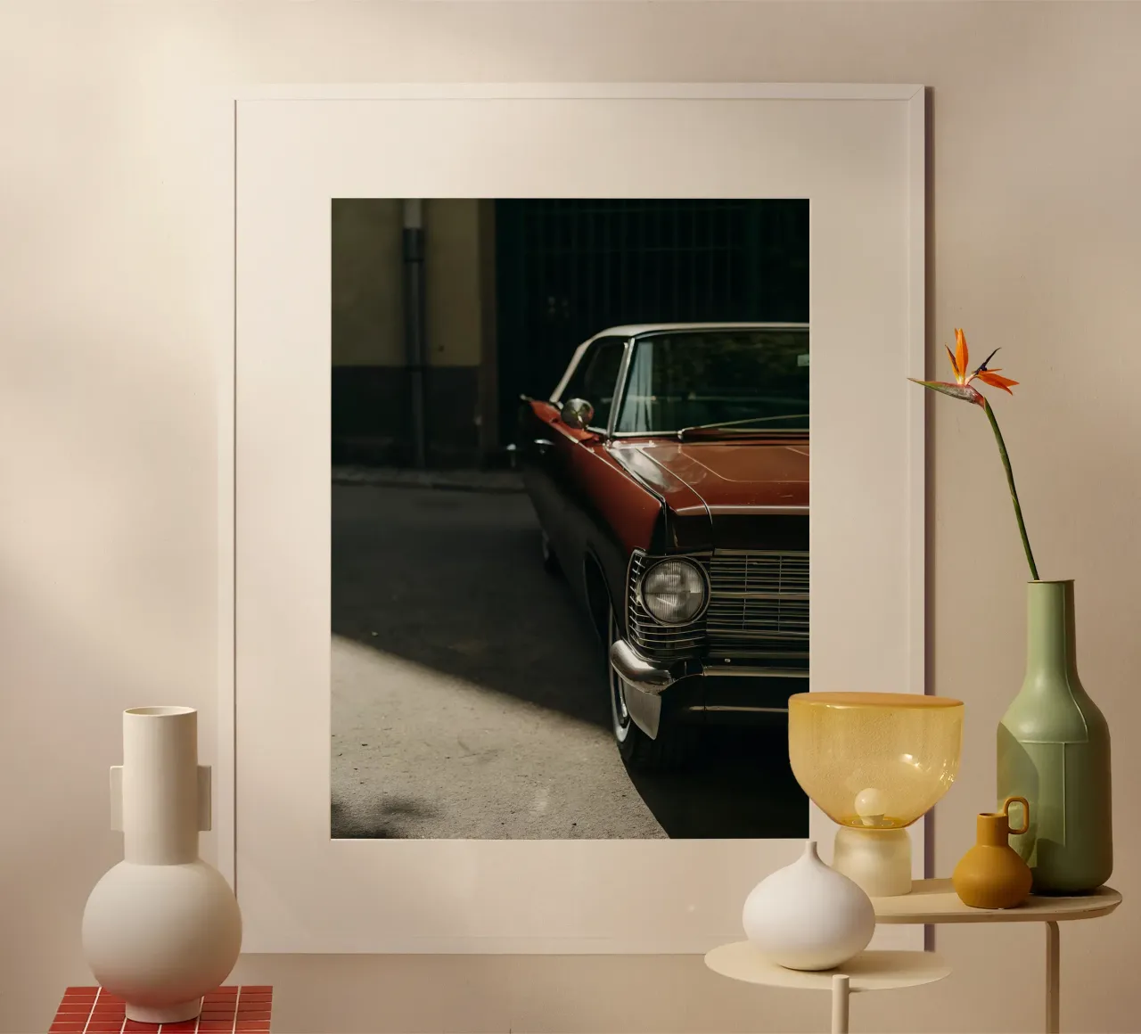 Rote Oldtimer-Front Poster von CAR EDITION