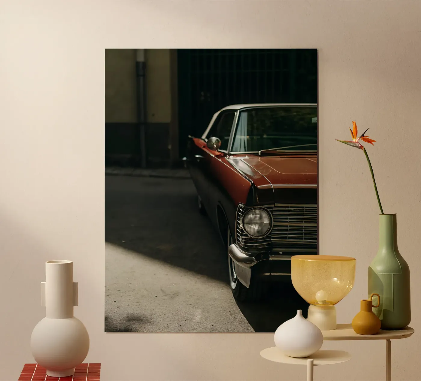 Red Classic Car Front Poster von CAR EDITION