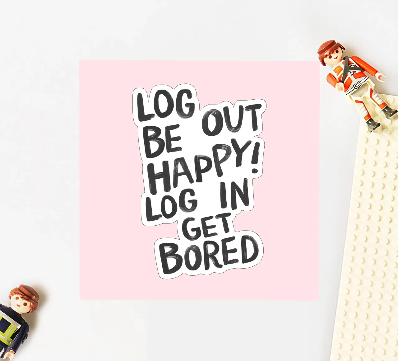 Log Out Be Happy Log in Get Bored Humorous Office Wall Decor pegatina de THE MOTIVATED TYPE
