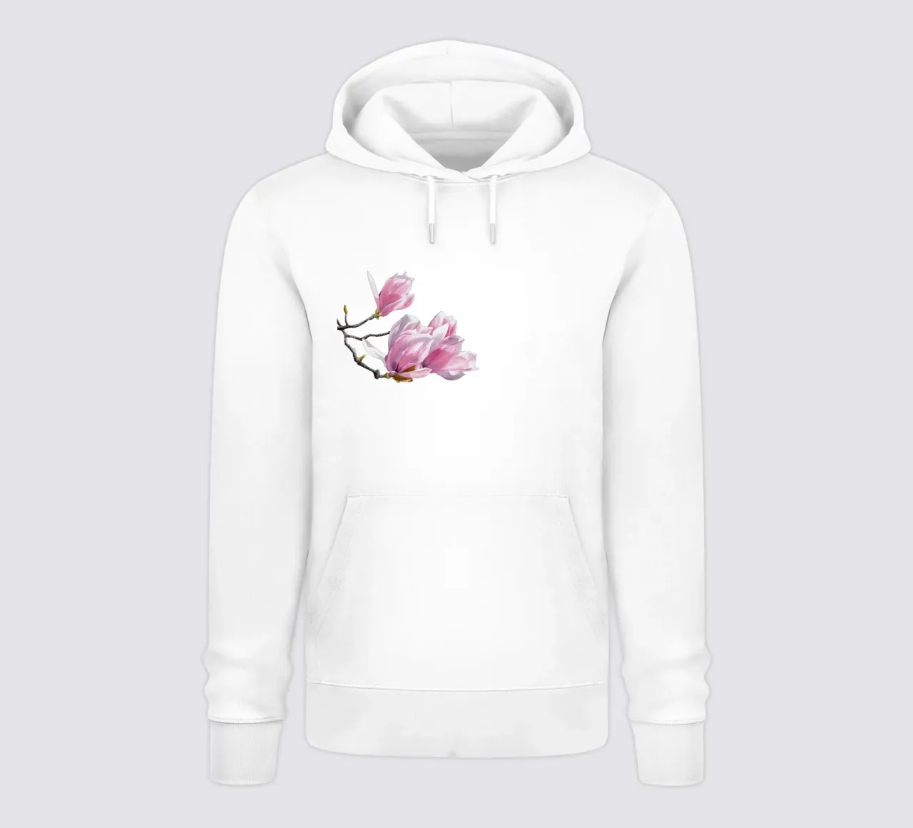 Magnolienblüten auf weiß felpa con cappuccio da youdesignme