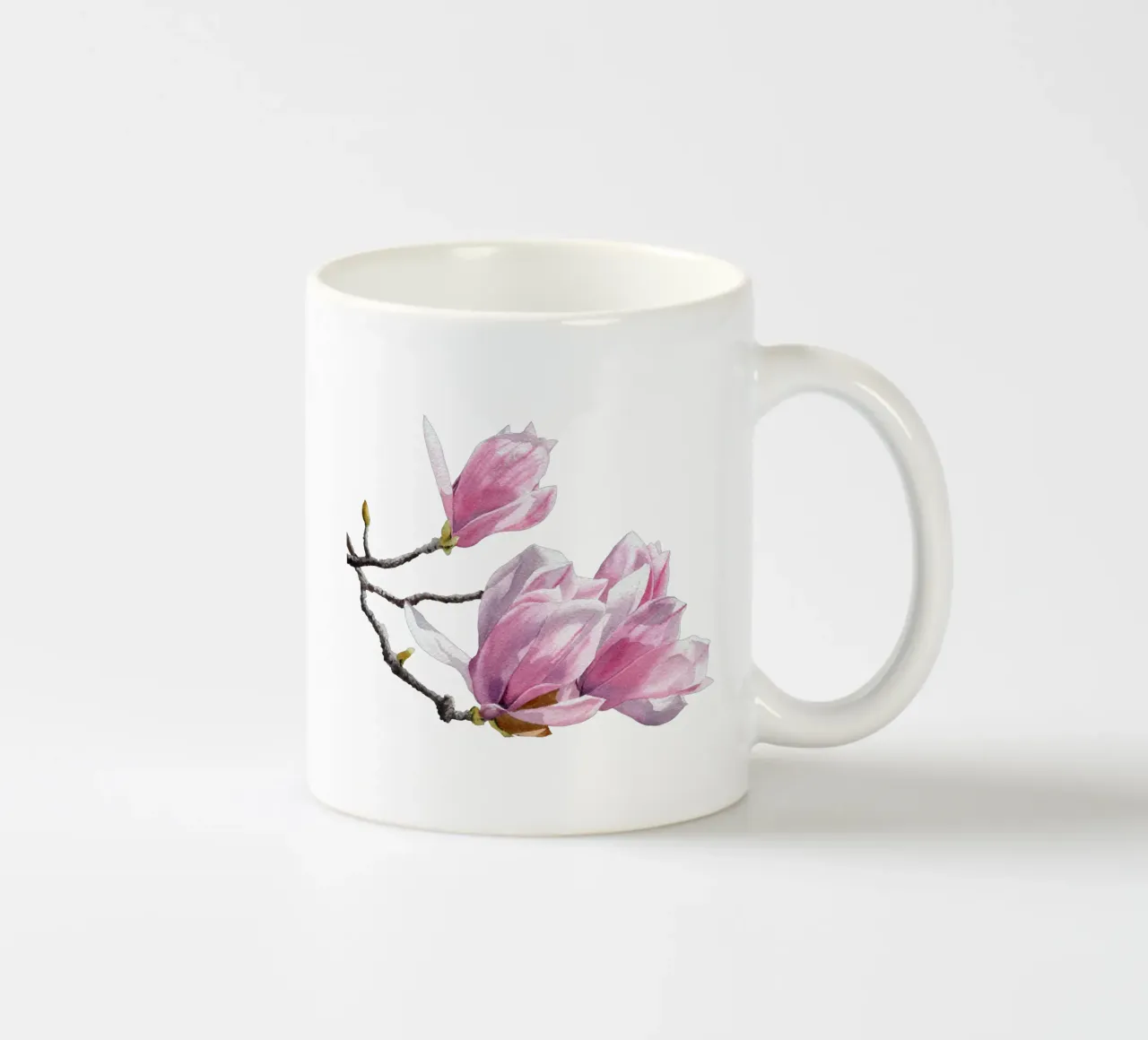 Magnolienblüten auf weiß tazza in ceramica da youdesignme