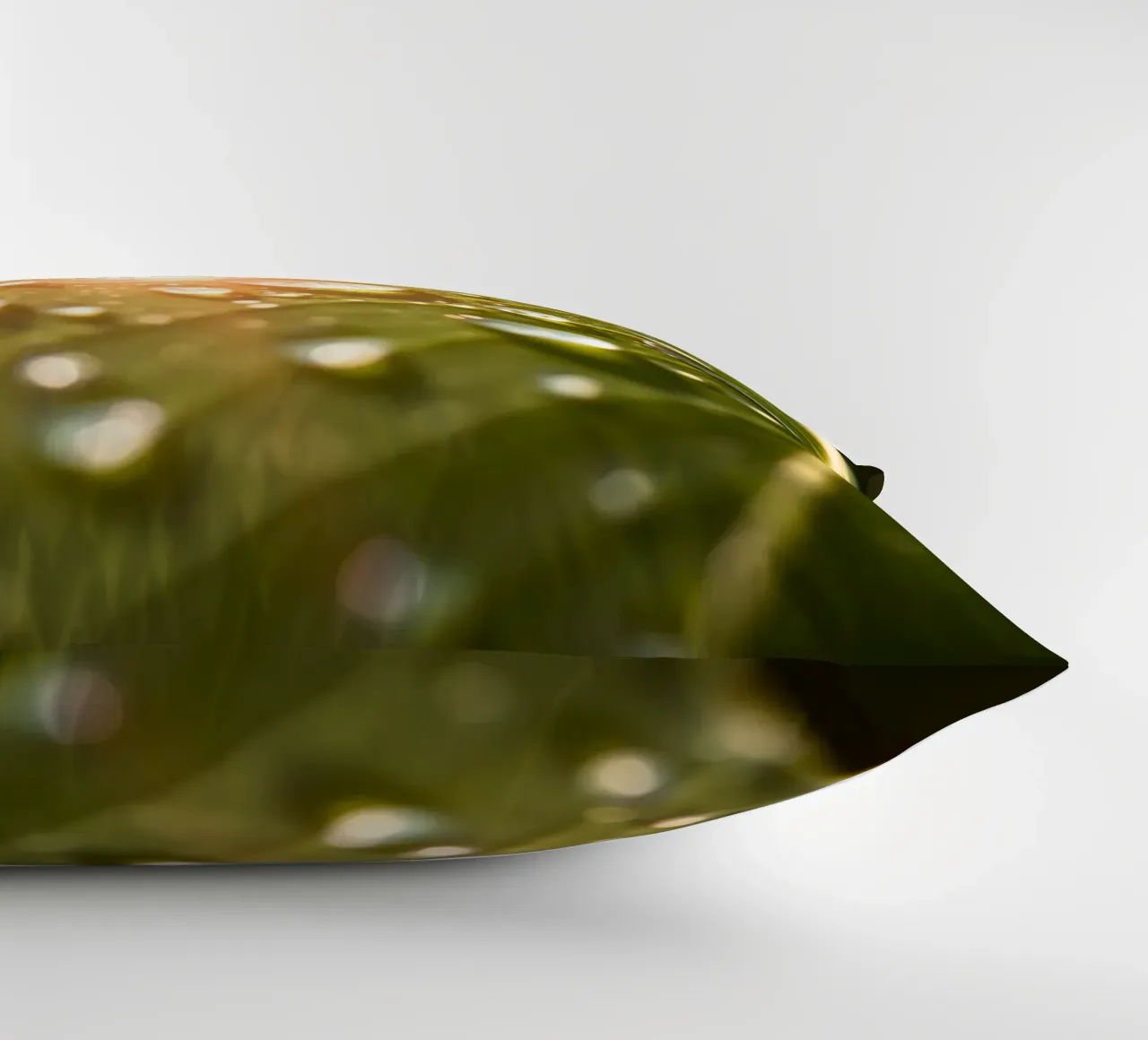 La rugiada mattutina luccica su una foglia verde mentre la luce del sole si infrange cuscino da DesignDoodle