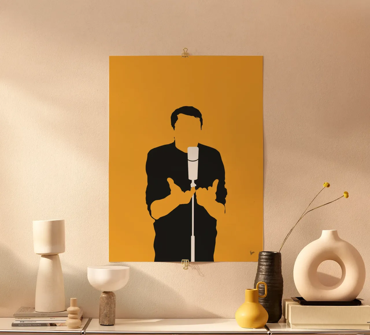 No234 JACQUES BREL poster con telaio in plastica da Iconic Rockstars