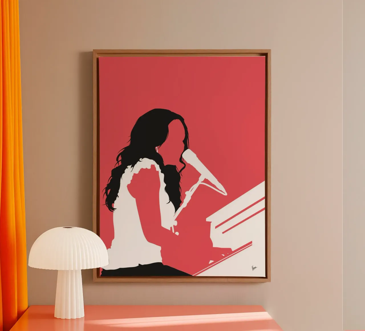 No252 Norah Jones canvas met Baklijst van Iconic Rockstars