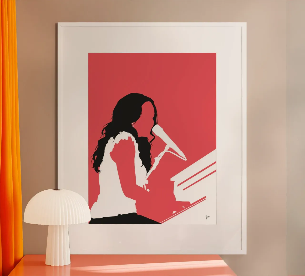 No252 Norah Jones poster con telaio in legno da Iconic Rockstars