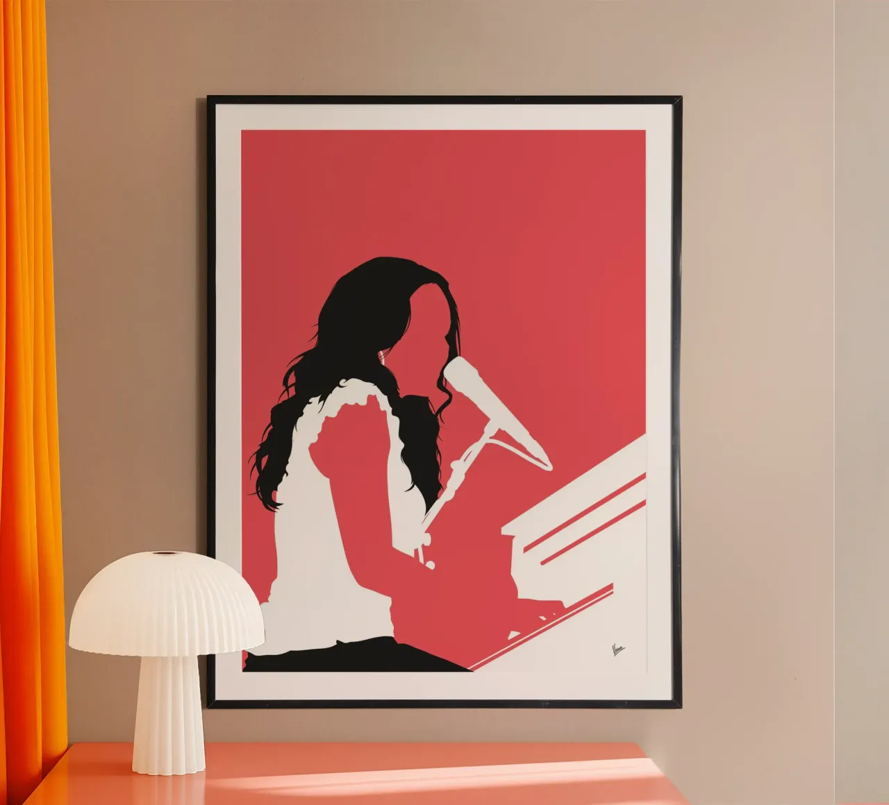 No252 Norah Jones poster con telaio in legno da Iconic Rockstars