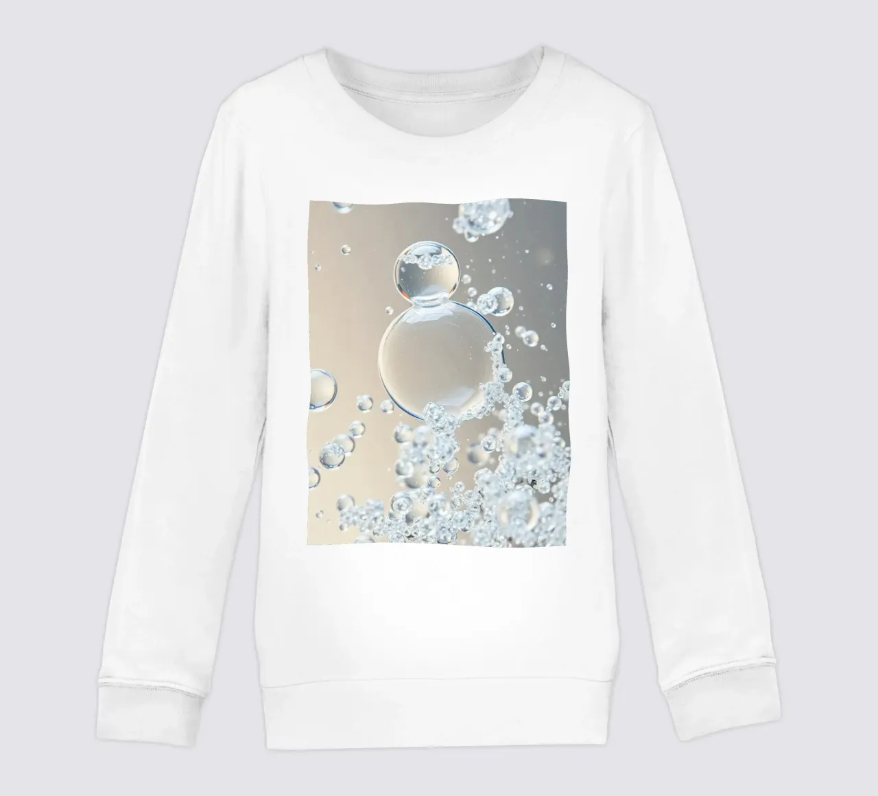 Bubbles rise in a clear liquid water kids sweatshirt by DesignDoodle